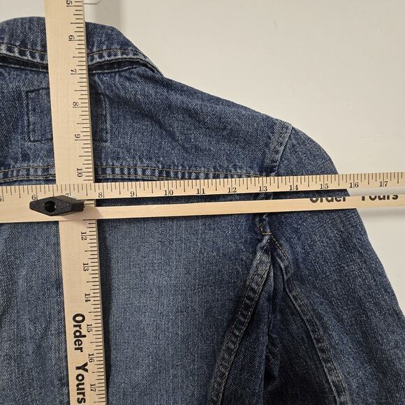 Reserved Jean Jacket Womens Medium Blue Denim Two Button Pockets Cotton - Picture 12 of 15